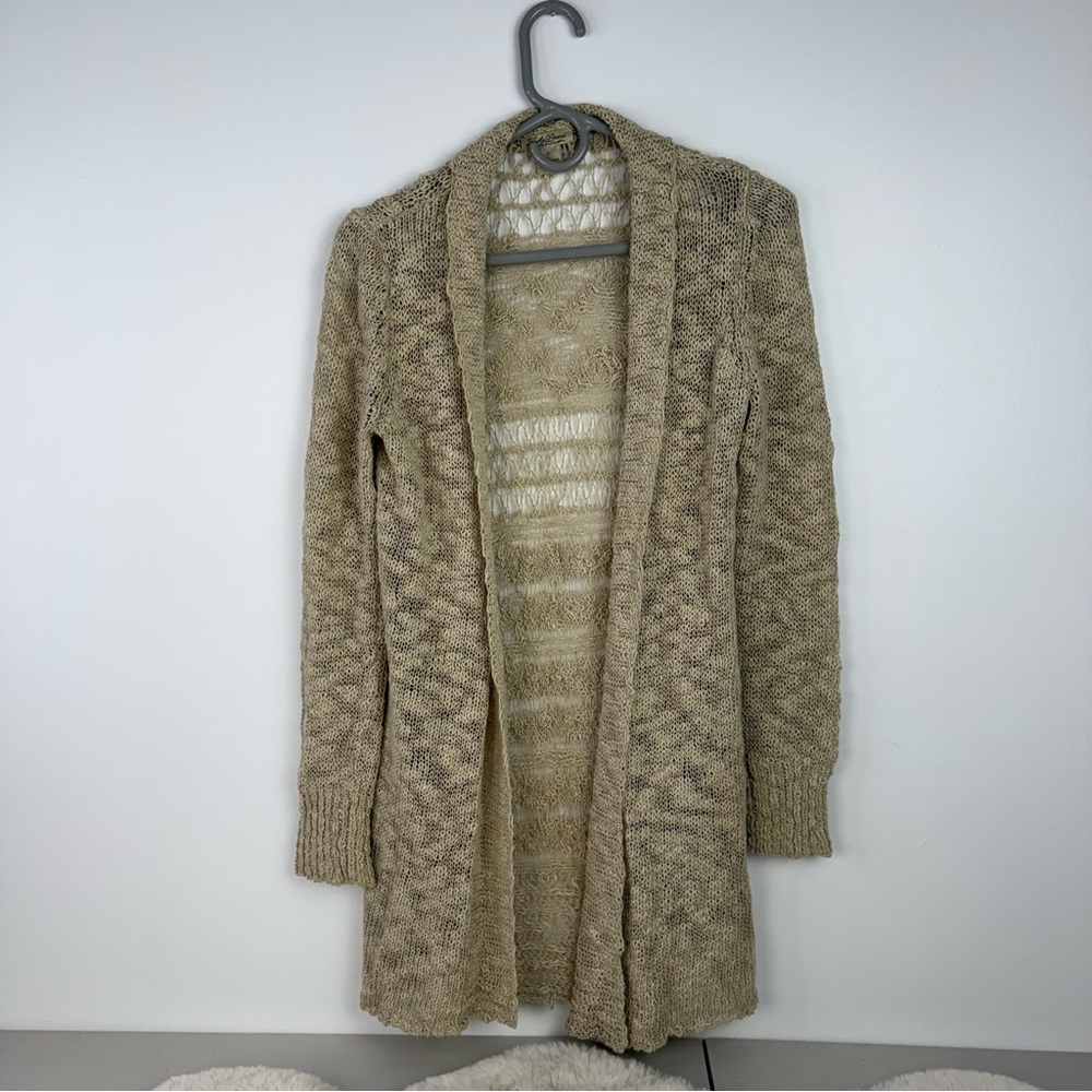 Lucky Brand Tan Open-Front Cardigan